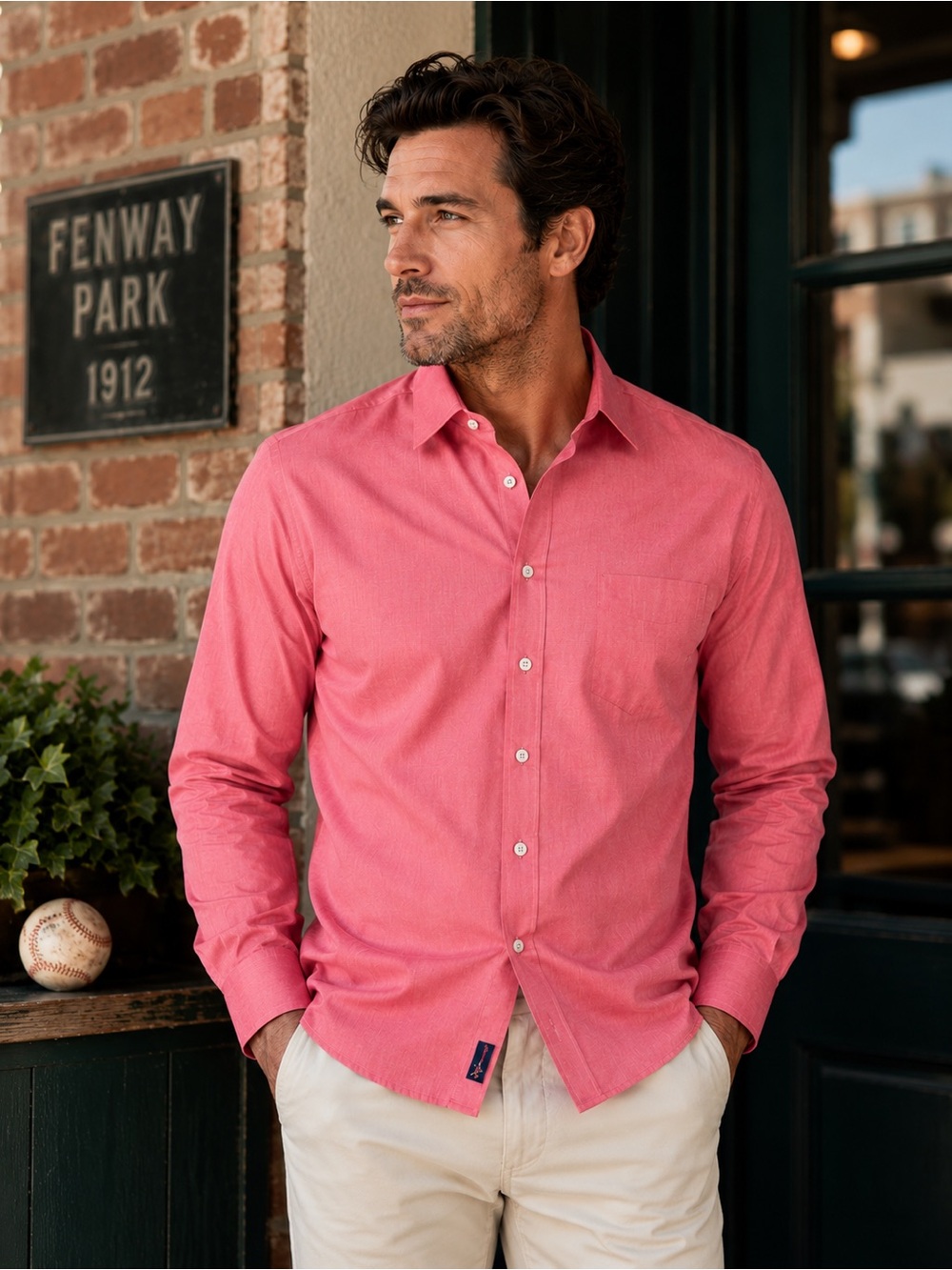 UNTUCKit MLB Boston Red Sox Wrinkle Free Button Down Shirt Large